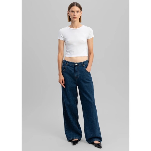 The Franke Shop Stage NWT Clemmie Wide Leg Jean in Dark Indigo Size Medium - Picture 4 of 12
